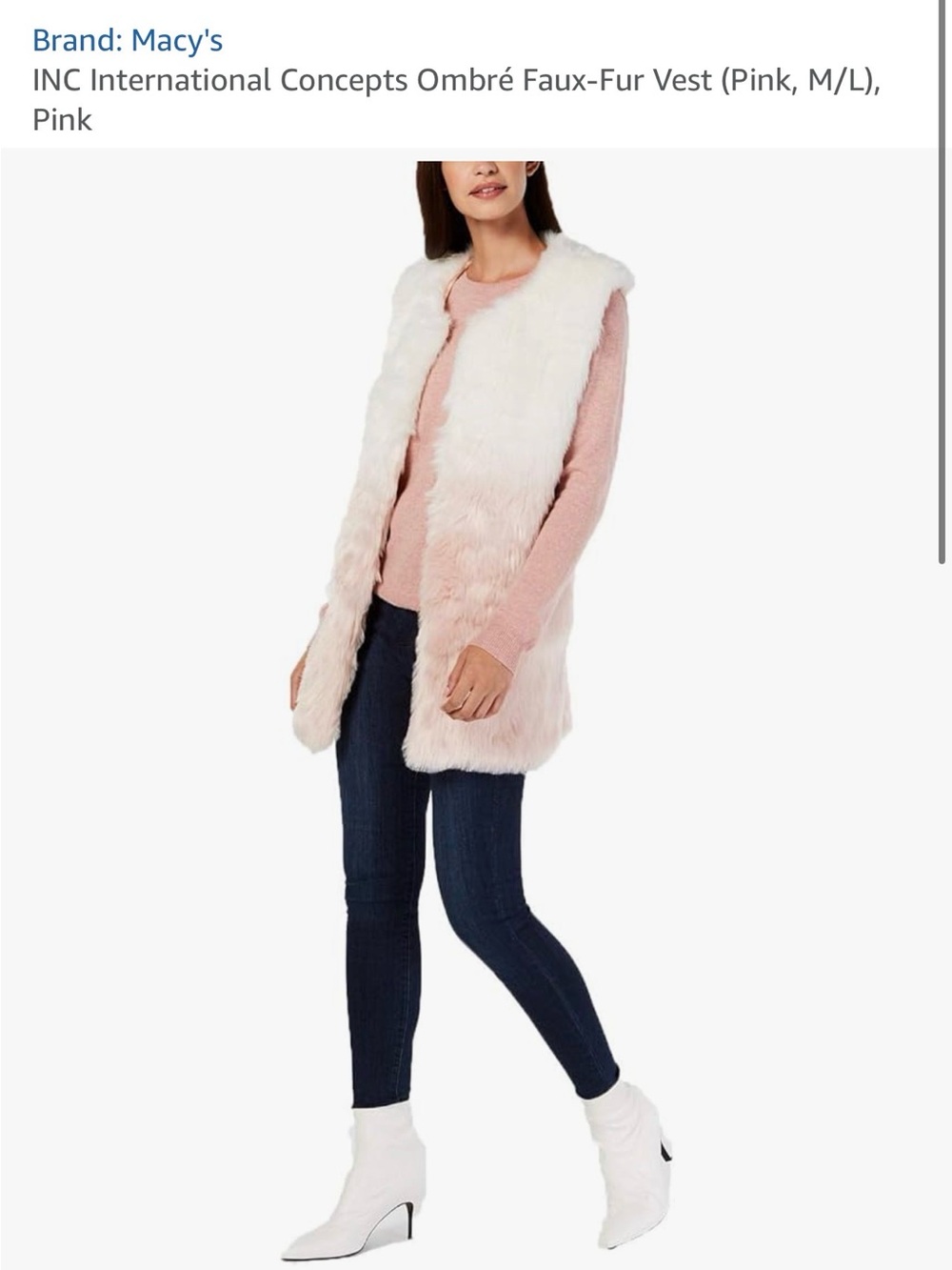 INC International Concepts Blush Ombre Faux-Fur Long Vest